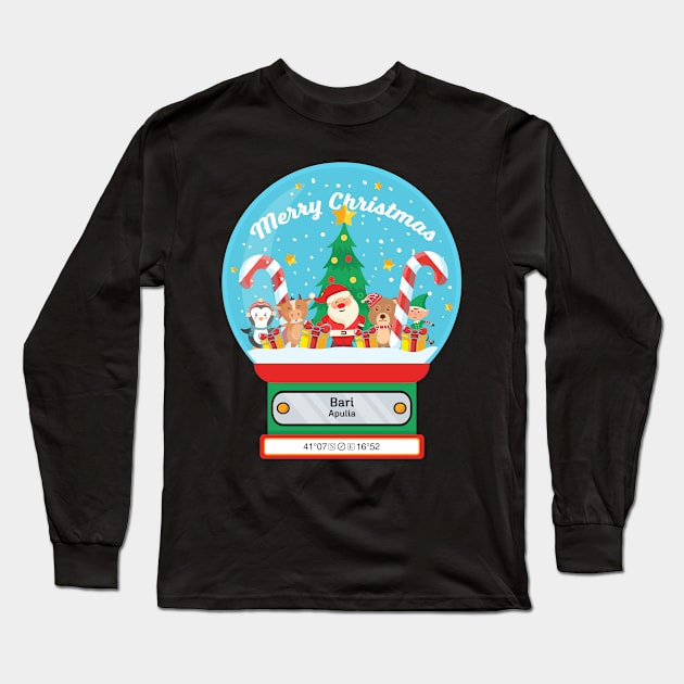 Bari Apulia - Merry Christmas SnowGlobe Long Sleeve T-Shirt by MapYourWorld